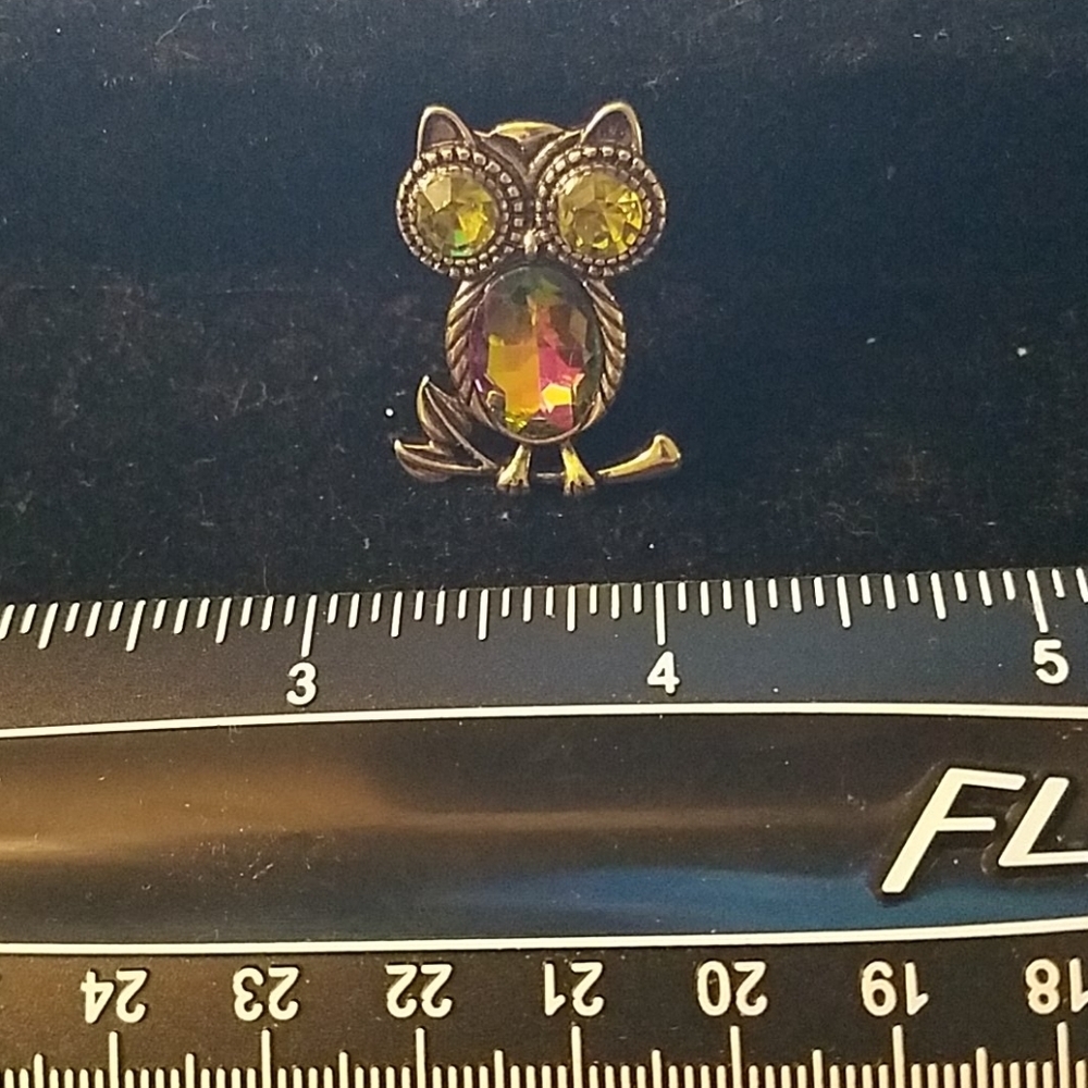 Antique Colored Rhinestone Style Brooch 1.25" Pin